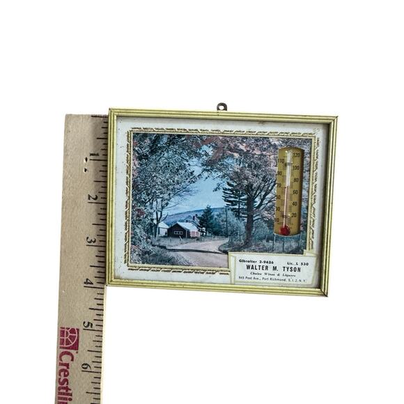 1940s 50s Vintage Advertising Thermometer Wine Liquors Port Richmond NY 4x5 - Picture 11 of 12